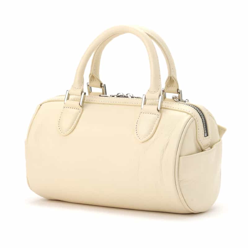 BARNEYS NEW YORK ショルダーベルト付ミニボストンバッグ WHITE