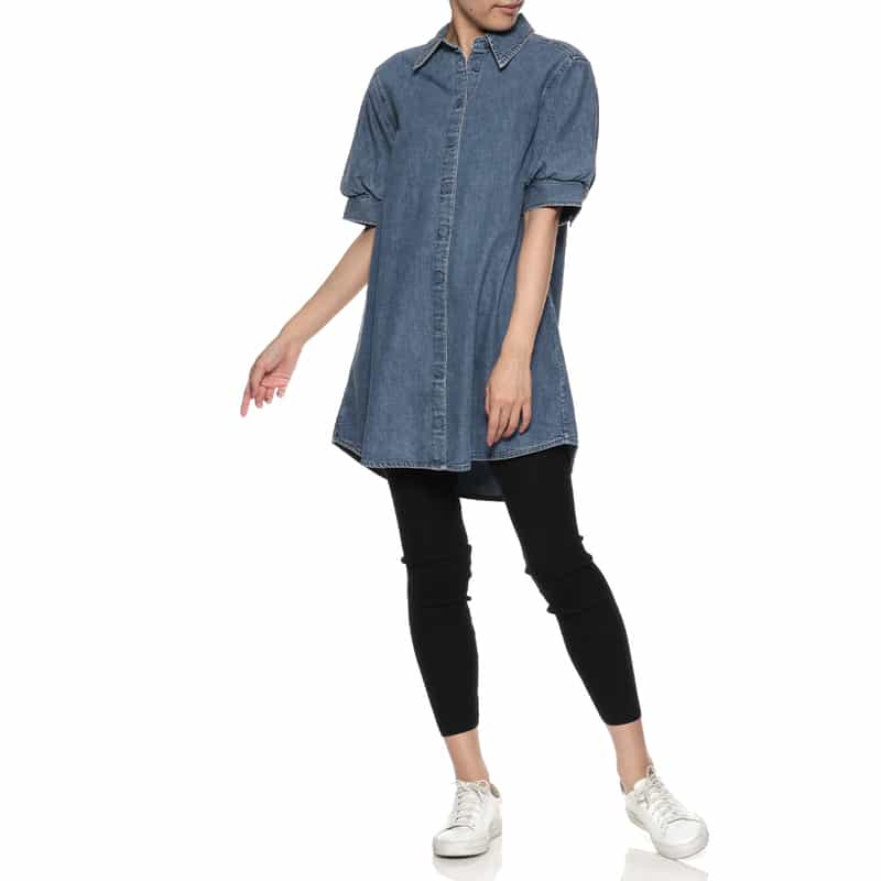 FRAME FRAME ＜フレーム＞ パフスリーブ デニムミニドレス LIGHT BLUE