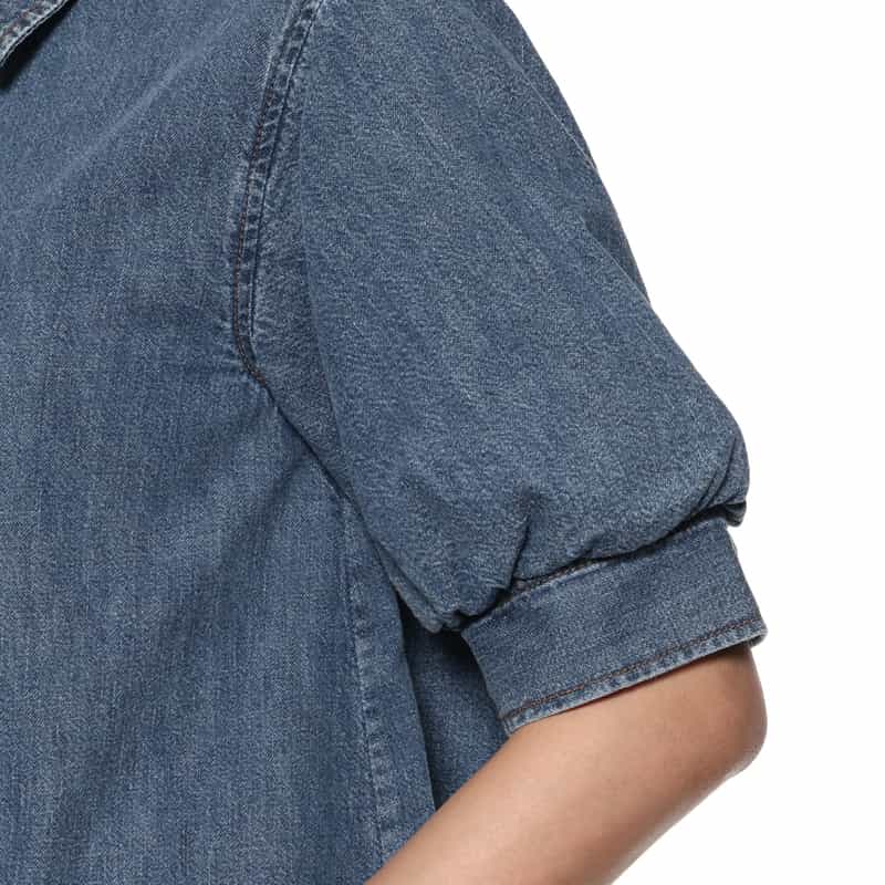 FRAME FRAME ＜フレーム＞ パフスリーブ デニムミニドレス LIGHT BLUE