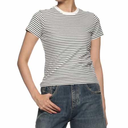 FRAME ＜フレーム＞ ボーダー柄クロップドTシャツ