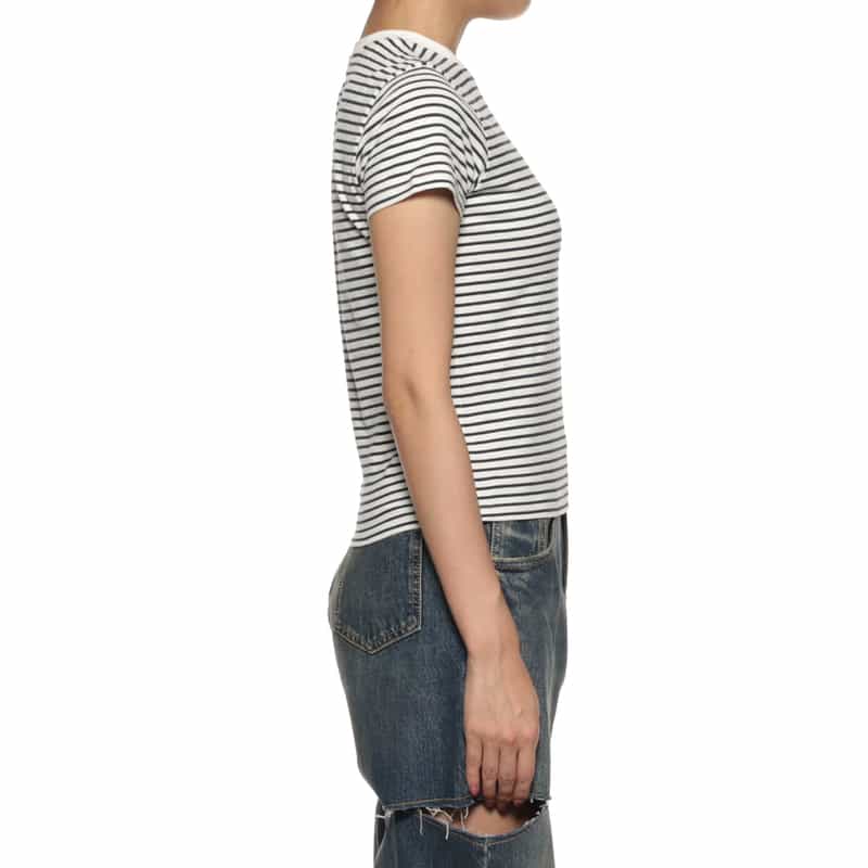 FRAME FRAME ＜フレーム＞ ボーダー柄クロップドTシャツ NAVY