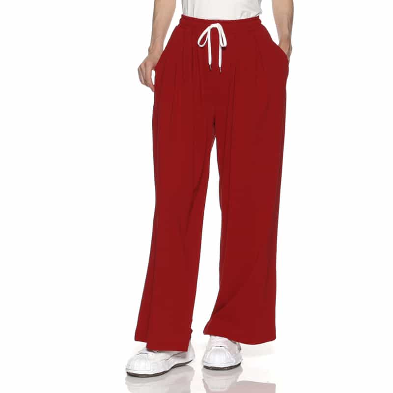 BARNEYS NEW YORK ウォッシャブル タック入りワイドパンツ RED