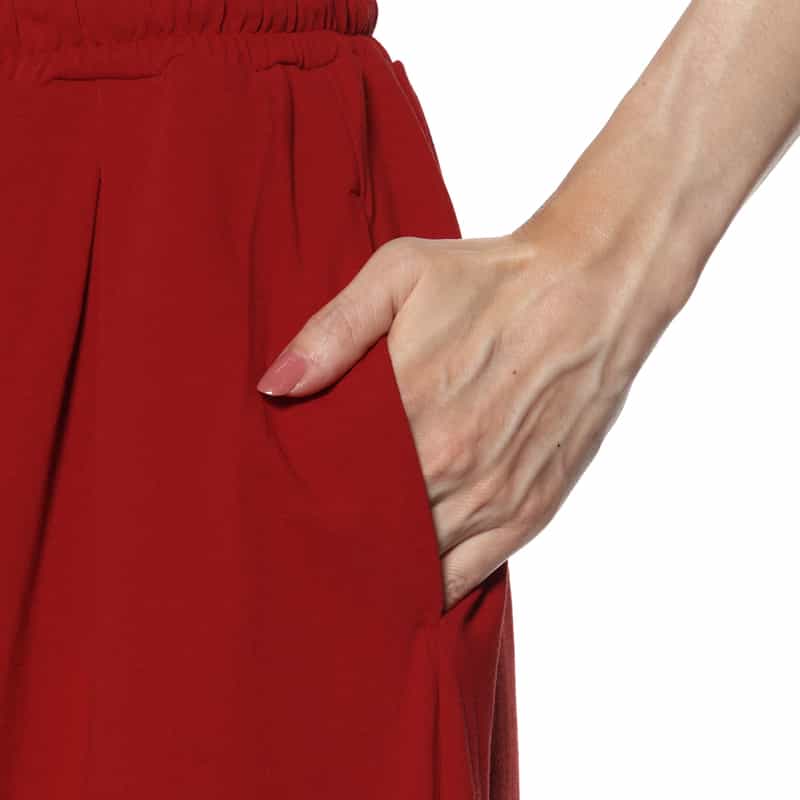 BARNEYS NEW YORK ウォッシャブル タック入りワイドパンツ RED