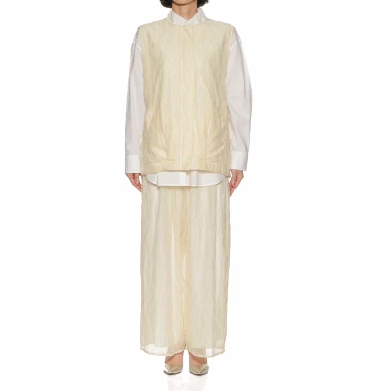 BARNEYS NEW YORK セットアップ ウォッシャブルワイドパンツ IVORY