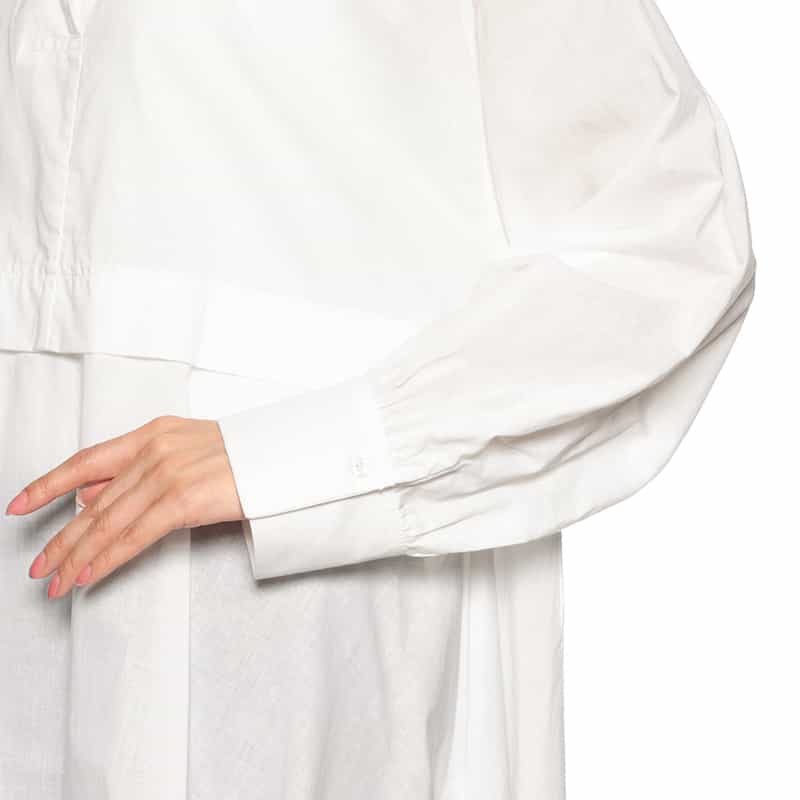 BARNEYS NEW YORK ウォッシャブル シアー素材ギャザーフレアブラウス OFF WHITE