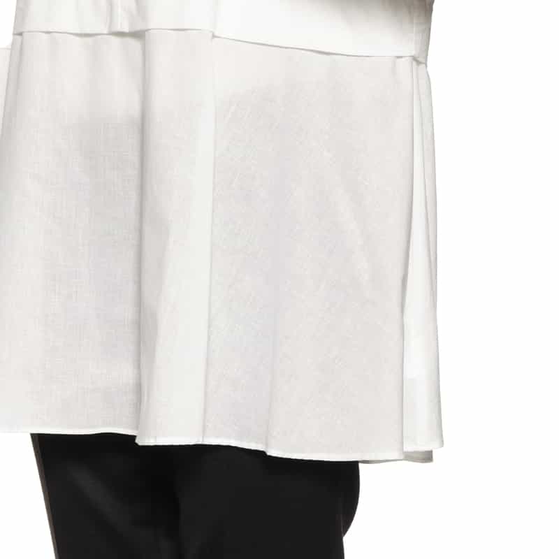 BARNEYS NEW YORK ウォッシャブル シアー素材ギャザーフレアブラウス OFF WHITE