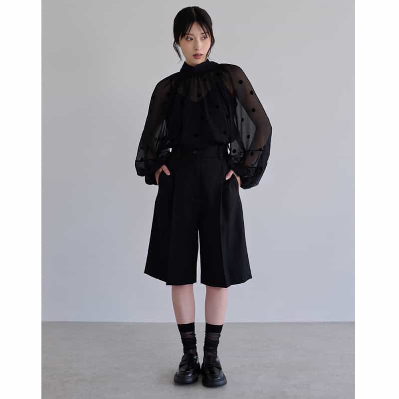 BARNEYS NEW YORK ウォッシャブル ハーフパンツ BLACK