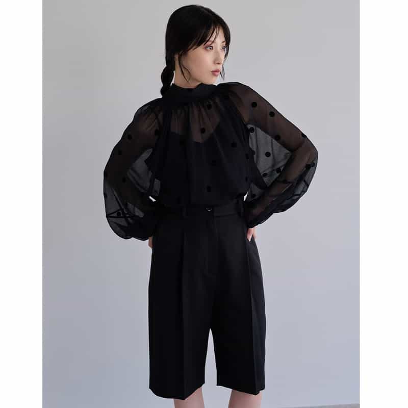BARNEYS NEW YORK ウォッシャブル ハーフパンツ BLACK