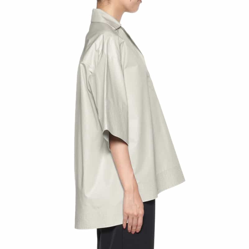 BARNEYS NEW YORK ウォッシャブル スキッパーシャツ LIGHT GRAY