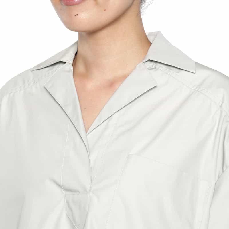 BARNEYS NEW YORK ウォッシャブル スキッパーシャツ LIGHT GRAY