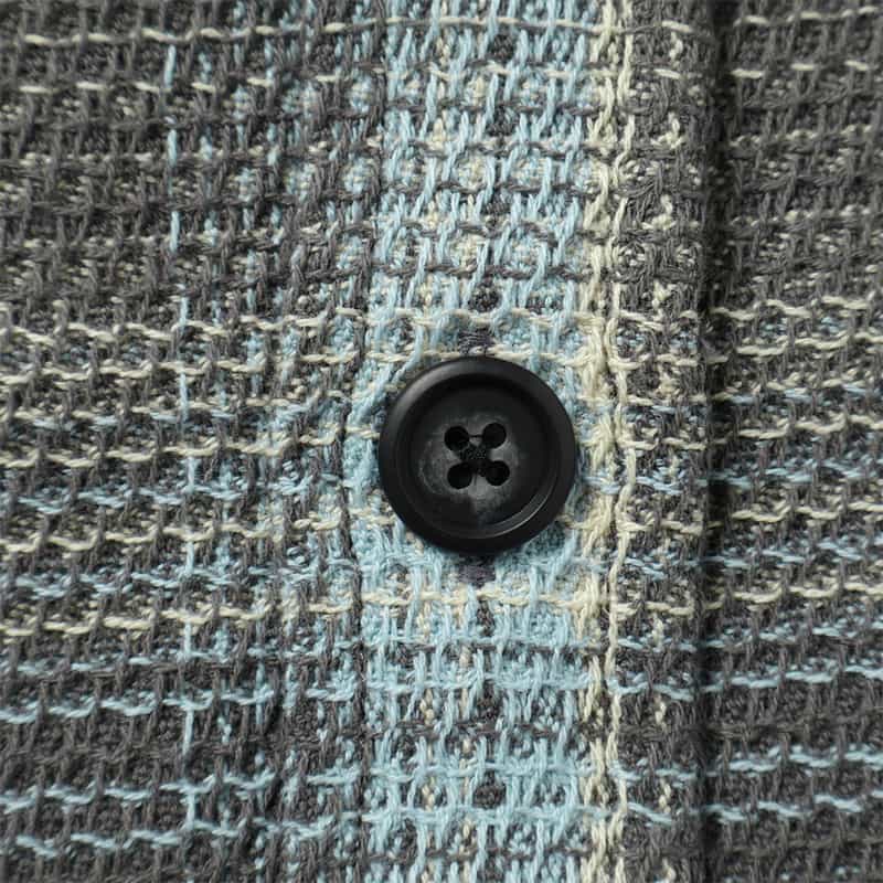 BARNEYS NEW YORK オーバーフィット ワッフルチェック柄シャツ BLUE