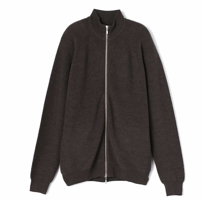 BARNEYS NEW YORK ハイネックジップアップニットカーディガン BEIGE