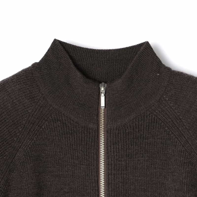 BARNEYS NEW YORK ハイネックジップアップニットカーディガン BEIGE