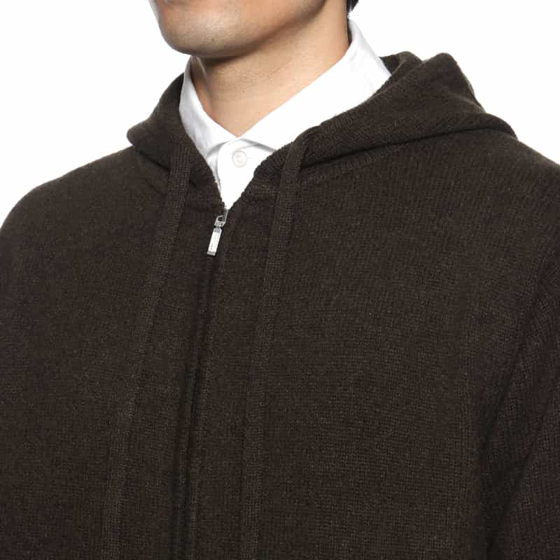 BARNEYS NEW YORK ジップアップニットパーカー BROWN