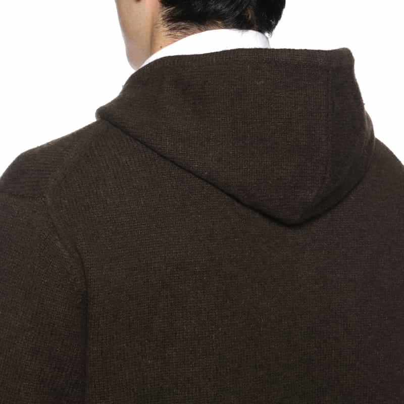 BARNEYS NEW YORK ジップアップニットパーカー BROWN