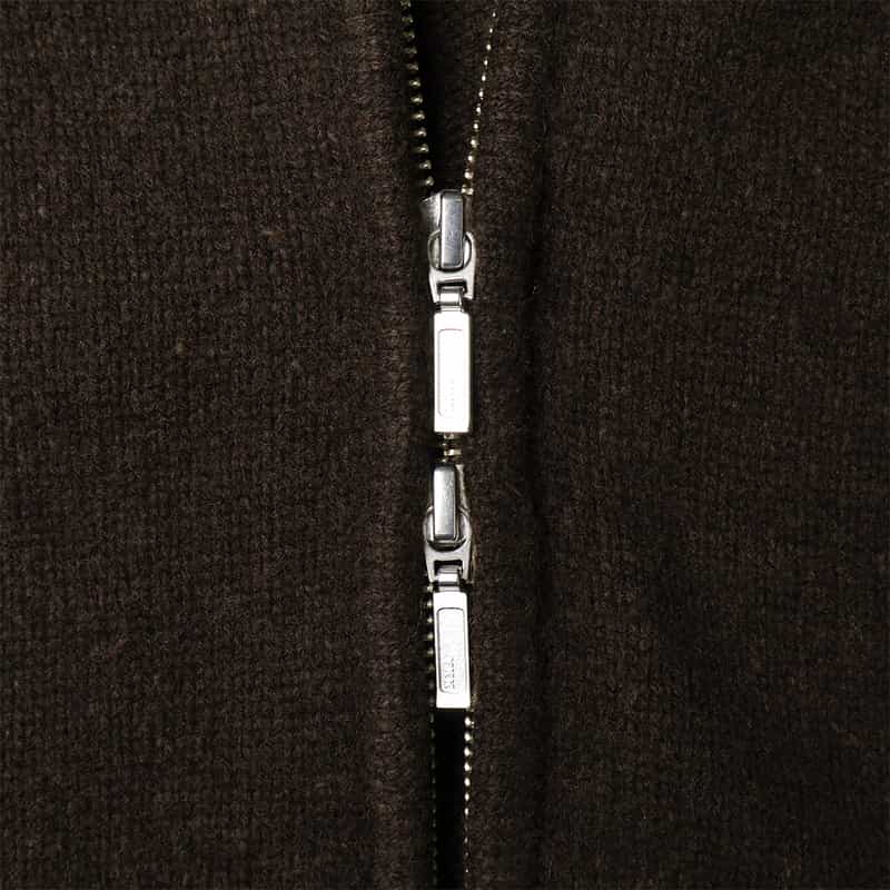 BARNEYS NEW YORK ジップアップニットパーカー BROWN