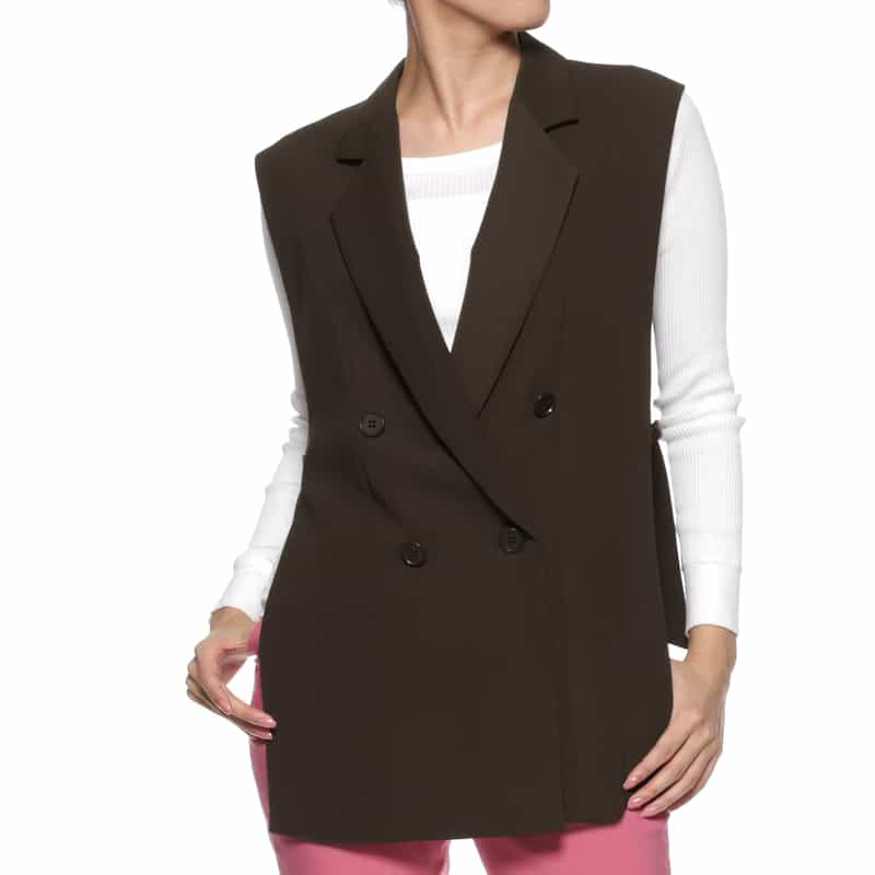 BARNEYS NEW YORK テーラード スリーブレスジレ BROWN