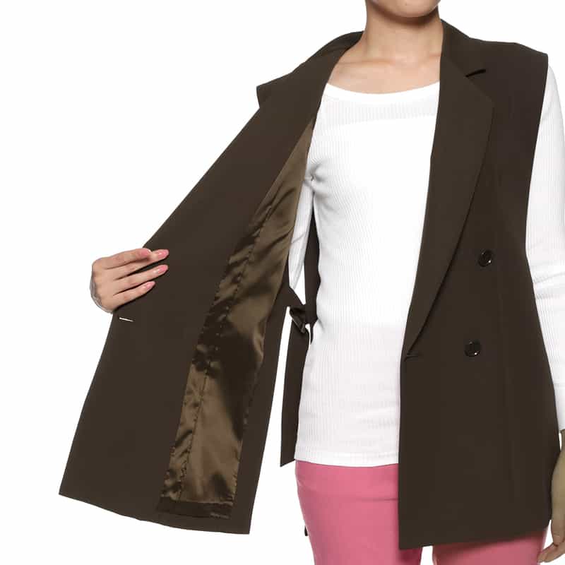 BARNEYS NEW YORK テーラード スリーブレスジレ BROWN