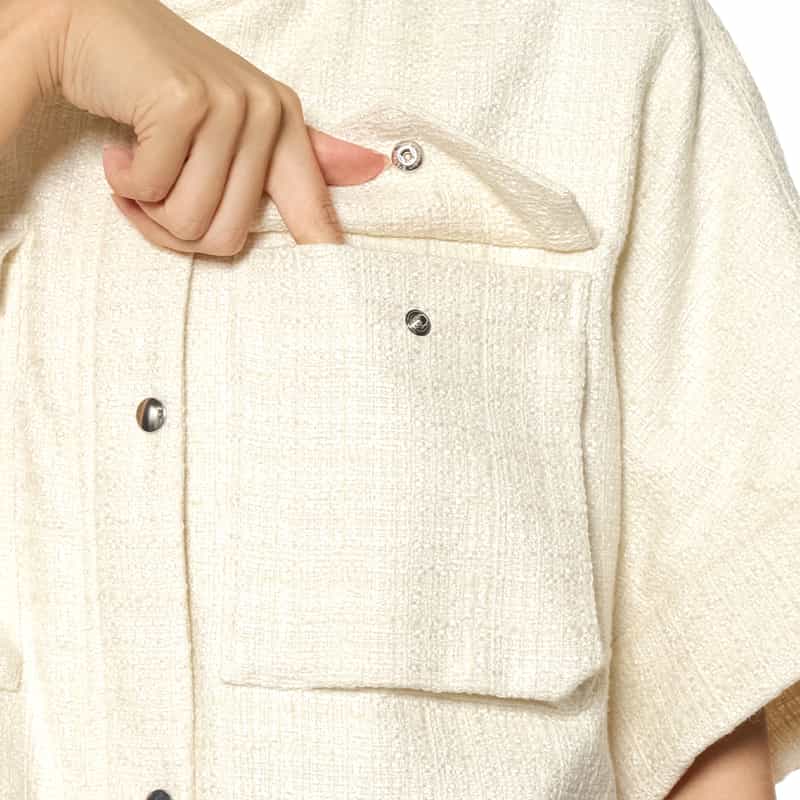 BARNEYS NEW YORK セットアップ ツイード素材 M-65型フィールドジャケット IVORY