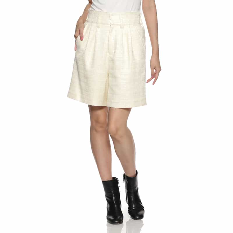 BARNEYS NEW YORK セットアップ ツイード素材 ショートパンツ IVORY