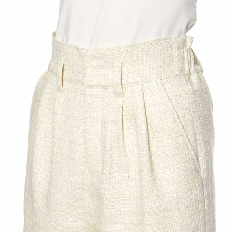 BARNEYS NEW YORK セットアップ ツイード素材 ショートパンツ IVORY