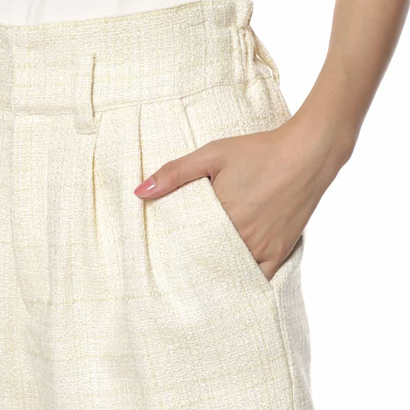 BARNEYS NEW YORK セットアップ ツイード素材 ショートパンツ IVORY