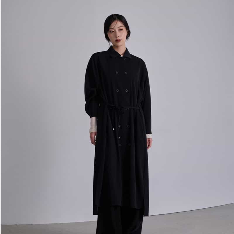 BARNEYS NEW YORK シャツコート ベルテッドドレス BLACK