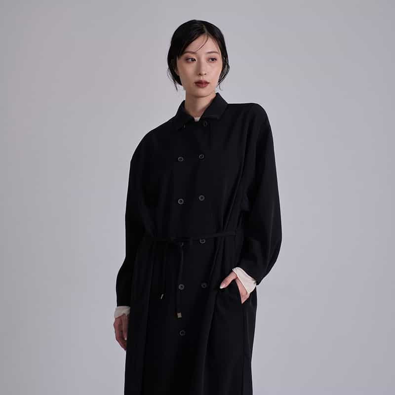 BARNEYS NEW YORK シャツコート ベルテッドドレス BLACK