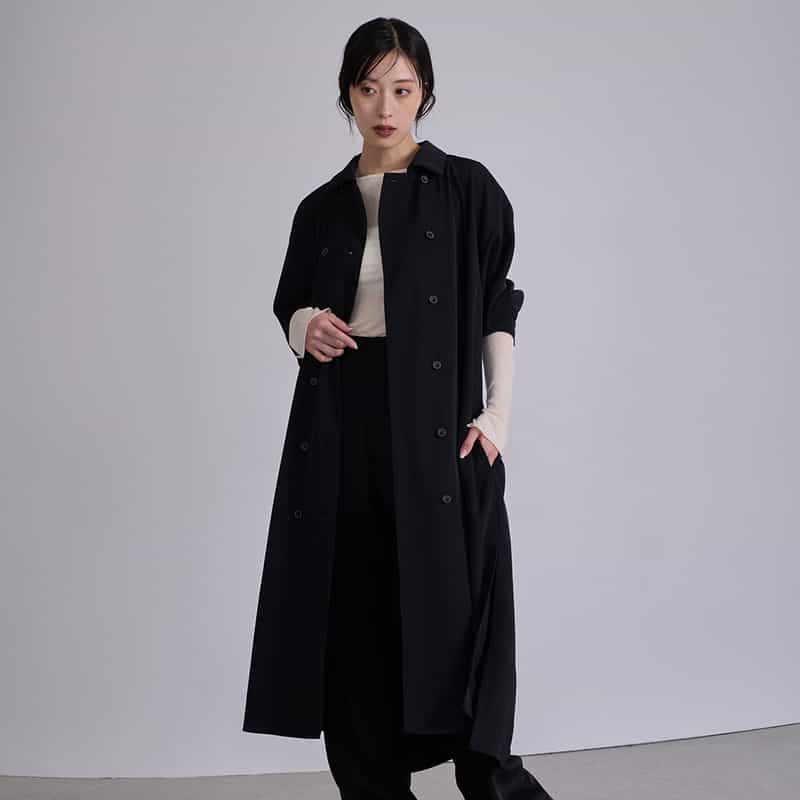 BARNEYS NEW YORK シャツコート ベルテッドドレス BLACK
