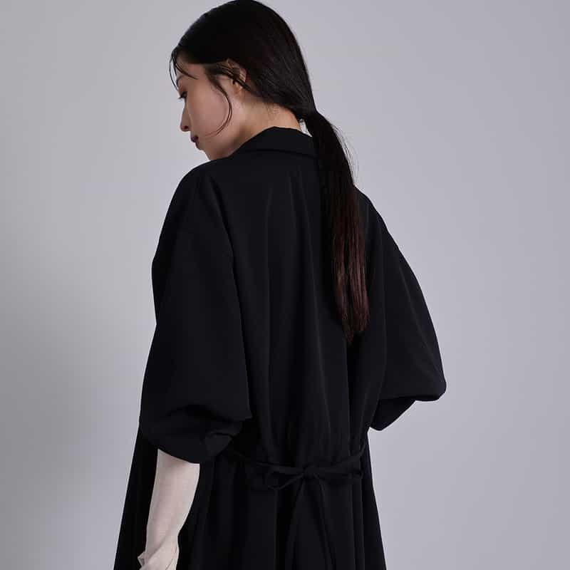 BARNEYS NEW YORK シャツコート ベルテッドドレス BLACK