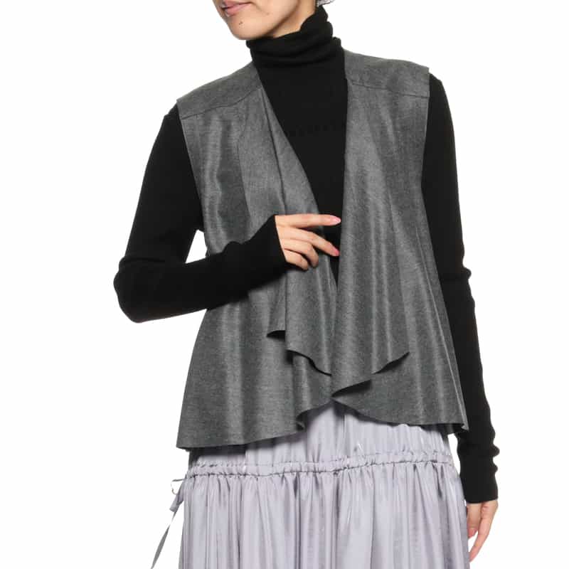 BARNEYS NEW YORK ドレープデザイン ショートジレ GRAY