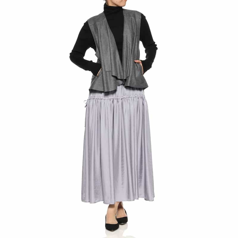 BARNEYS NEW YORK ドレープデザイン ショートジレ GRAY