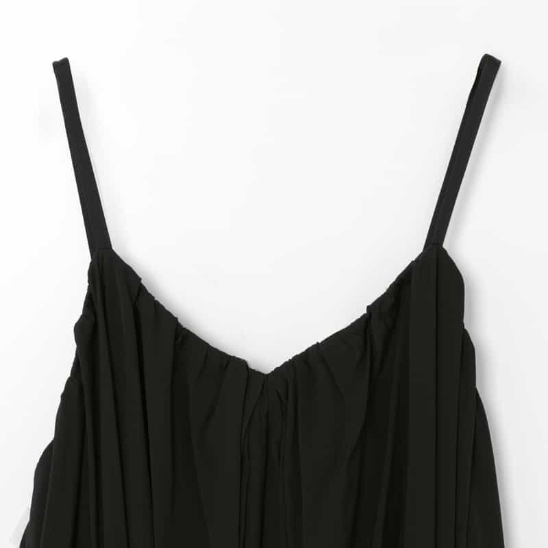 BARNEYS NEW YORK ウォッシャブル ギャザーキャミソールドレス BLACK