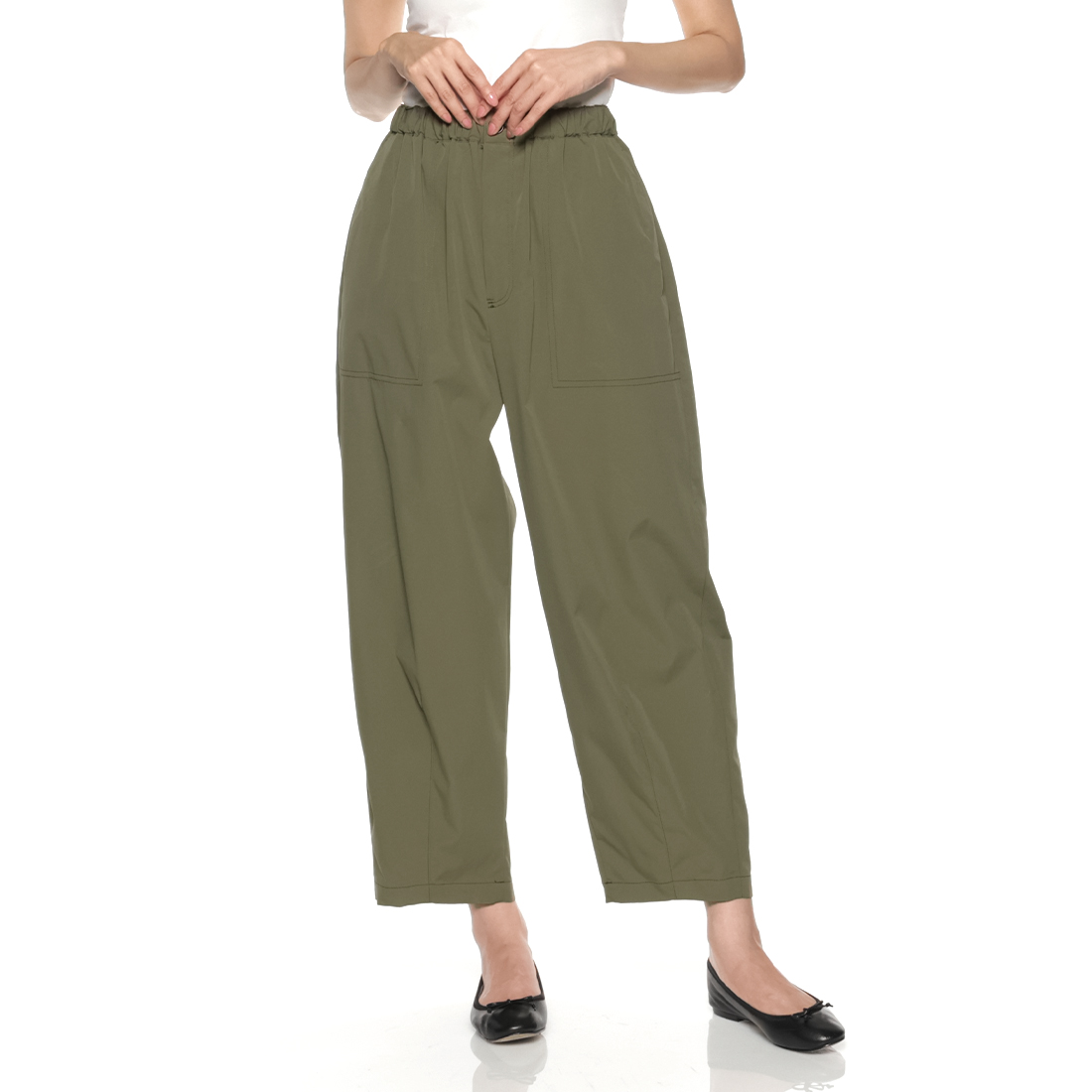 ウォッシャブル タック入りワイドパンツ