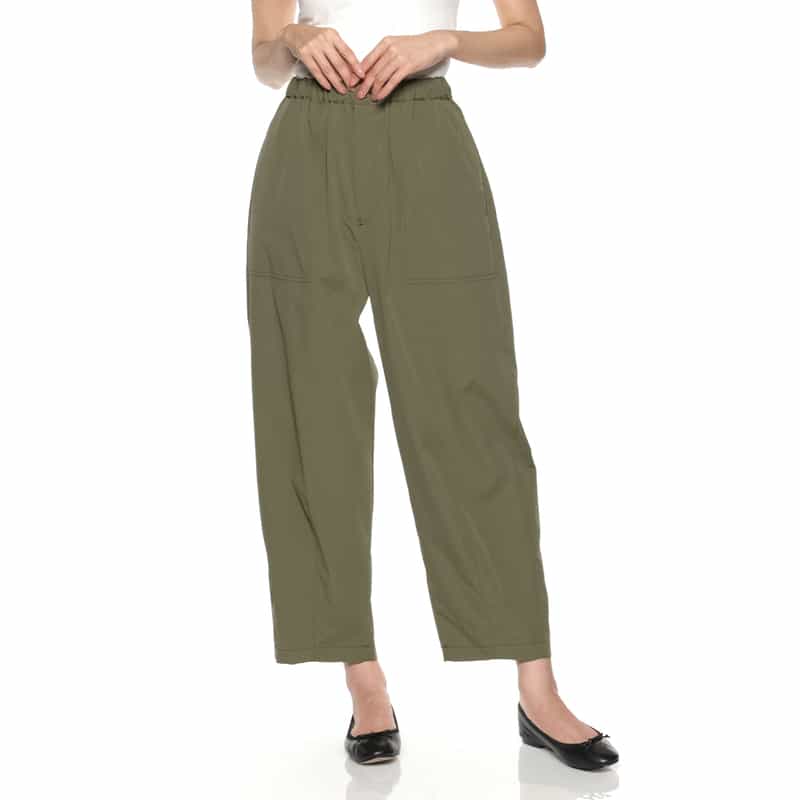 BARNEYS NEW YORK ウォッシャブル タック入りワイドパンツ KHAKI