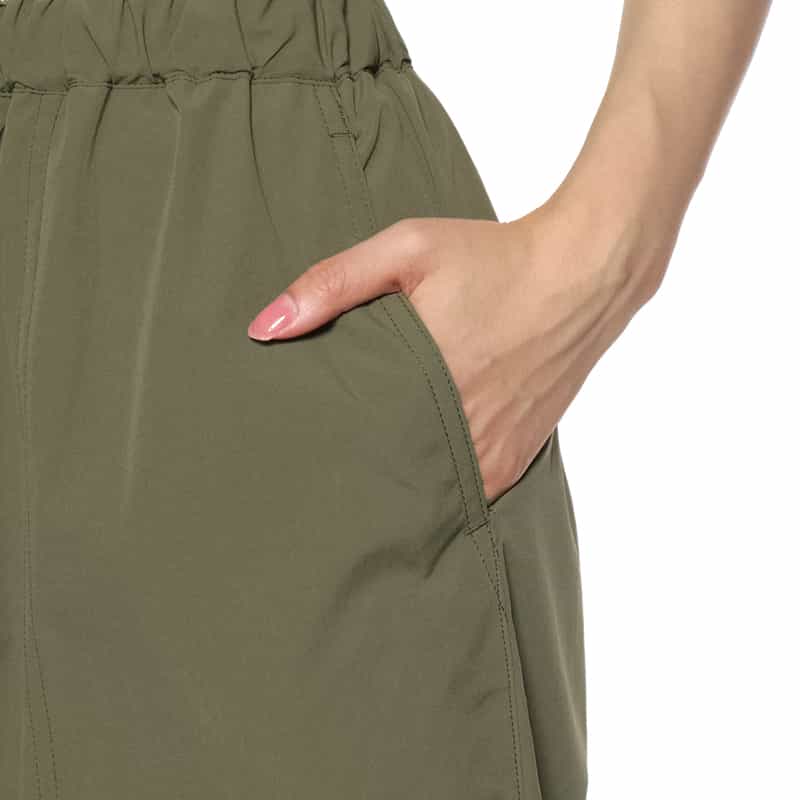 BARNEYS NEW YORK ウォッシャブル タック入りワイドパンツ KHAKI
