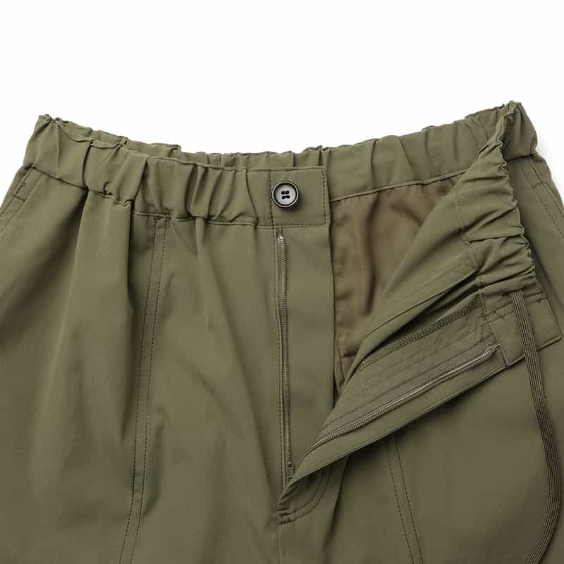 BARNEYS NEW YORK ウォッシャブル タック入りワイドパンツ KHAKI