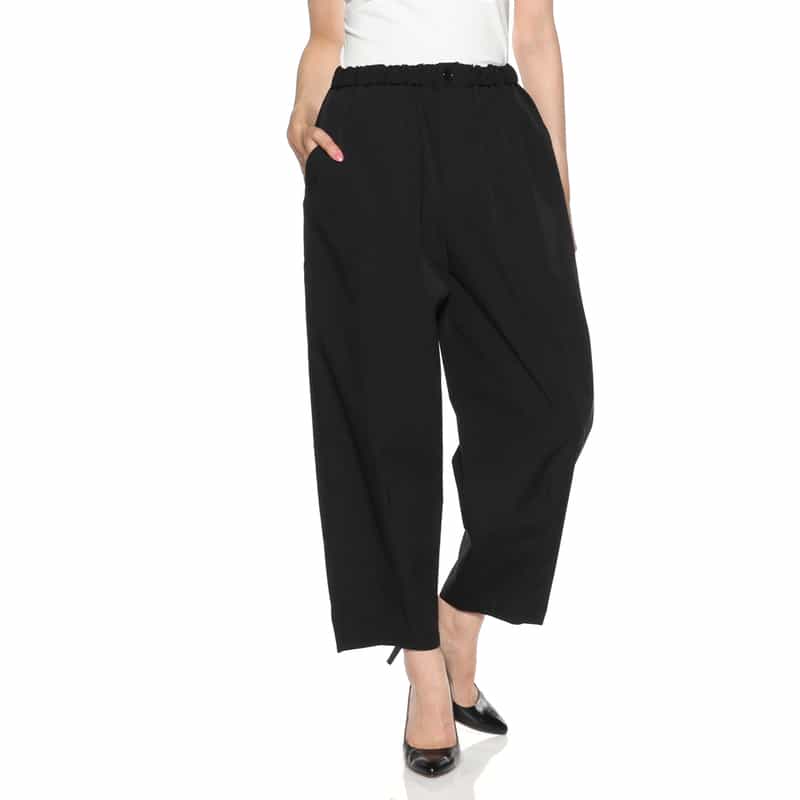 BARNEYS NEW YORK ウォッシャブル タック入りワイドパンツ BLACK