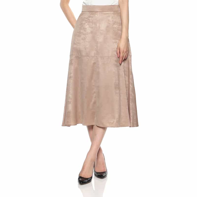 BARNEYS NEW YORK ウォッシャブル レザーライクミドルスカート BEIGE