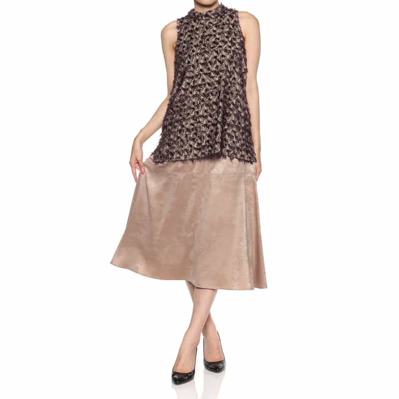 BARNEYS NEW YORK ウォッシャブル レザーライクミドルスカート BEIGE