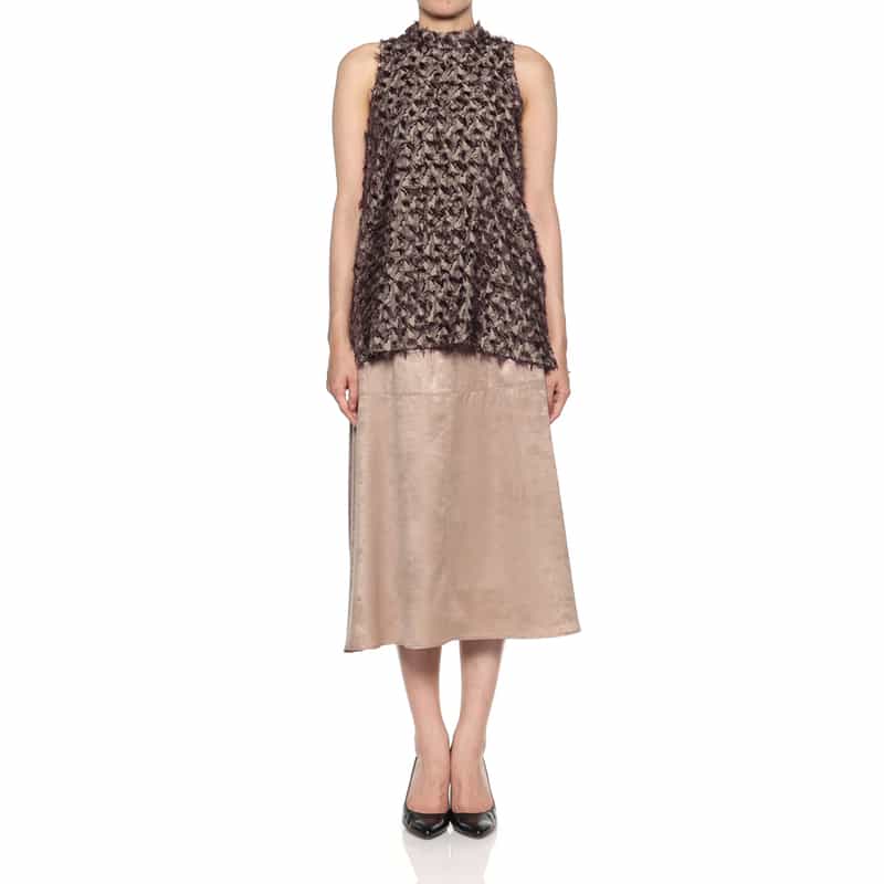 BARNEYS NEW YORK ウォッシャブル レザーライクミドルスカート BEIGE