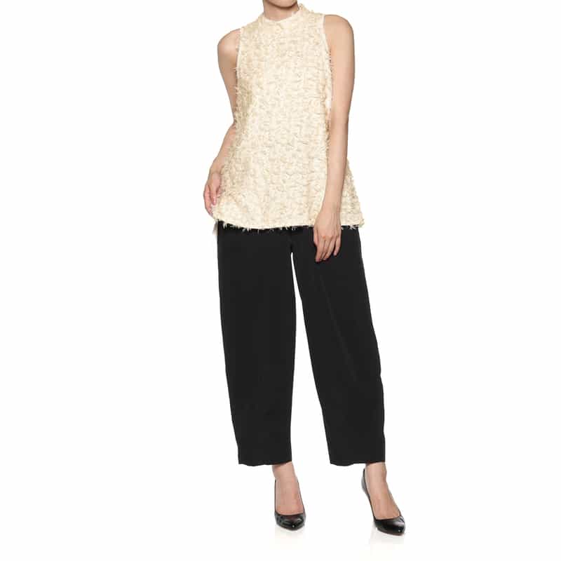 BARNEYS NEW YORK ウォッシャブル シャギー素材ノースリーブ WHITE