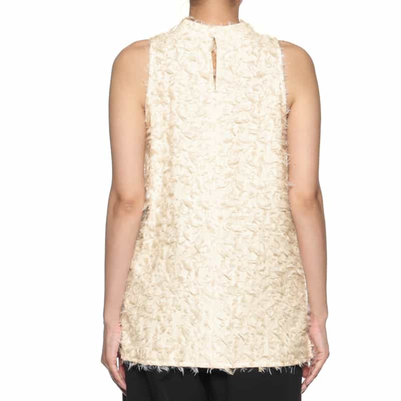 BARNEYS NEW YORK ウォッシャブル シャギー素材ノースリーブ WHITE