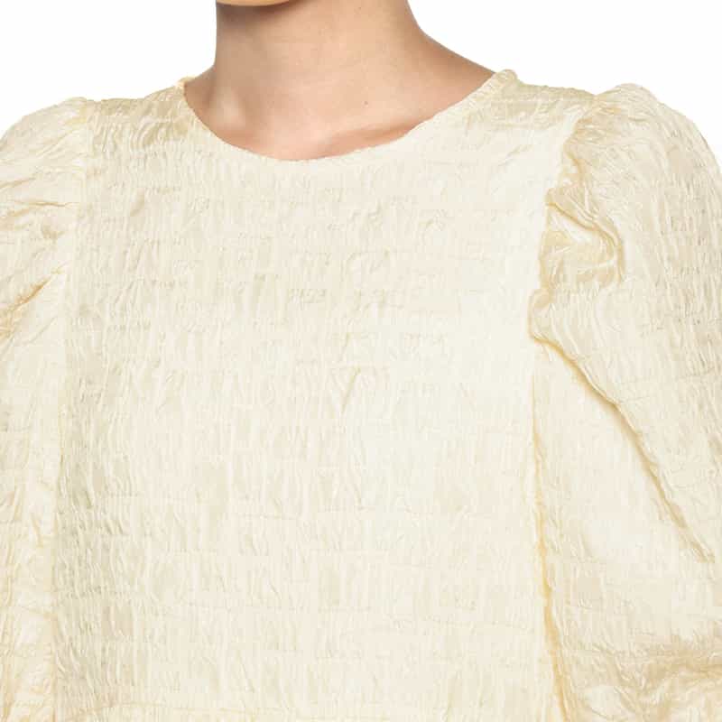 BARNEYS NEW YORK ウォッシャブル ジャガード生地フレアドレス WHITE