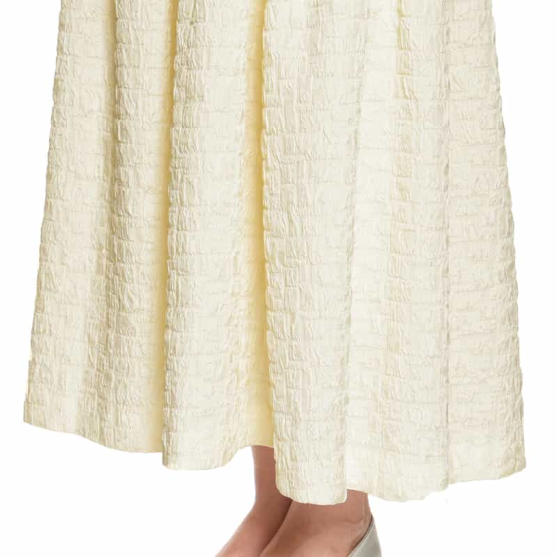 BARNEYS NEW YORK ウォッシャブル ジャガード生地フレアドレス WHITE