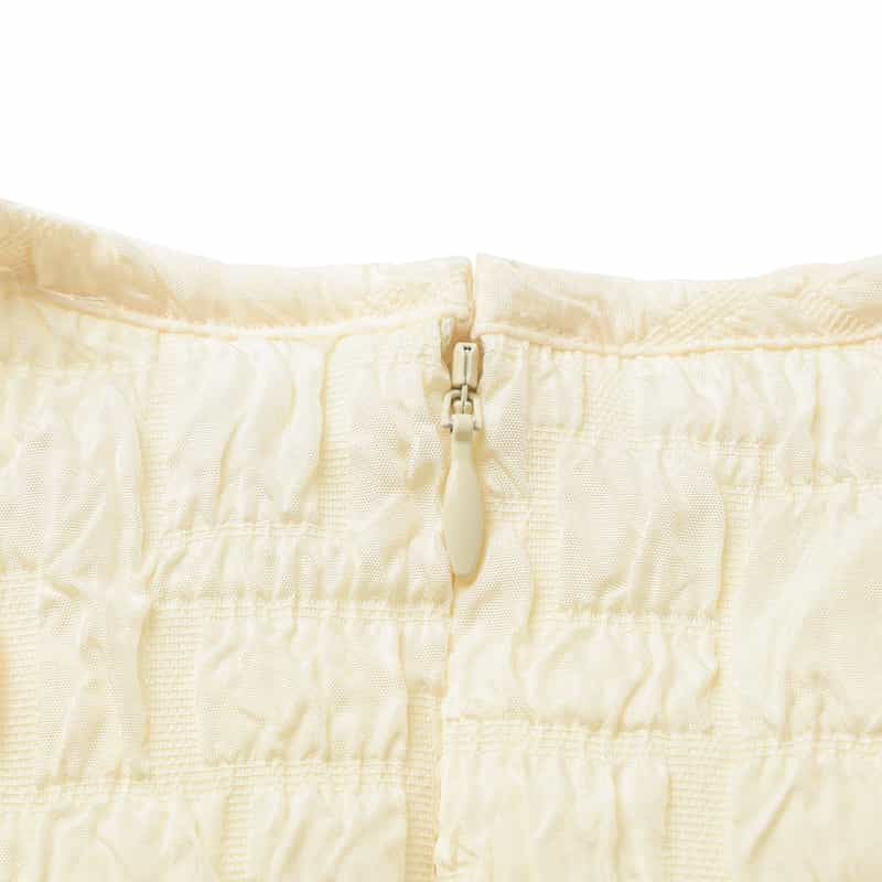 BARNEYS NEW YORK ウォッシャブル ジャガード生地フレアドレス WHITE