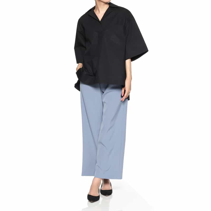 BARNEYS NEW YORK ウォッシャブル ワイドフレアパンツ BLUE