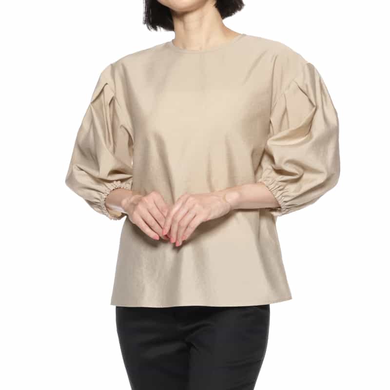 BARNEYS NEW YORK ウォッシャブル ドロップショルダーブラウス BEIGE