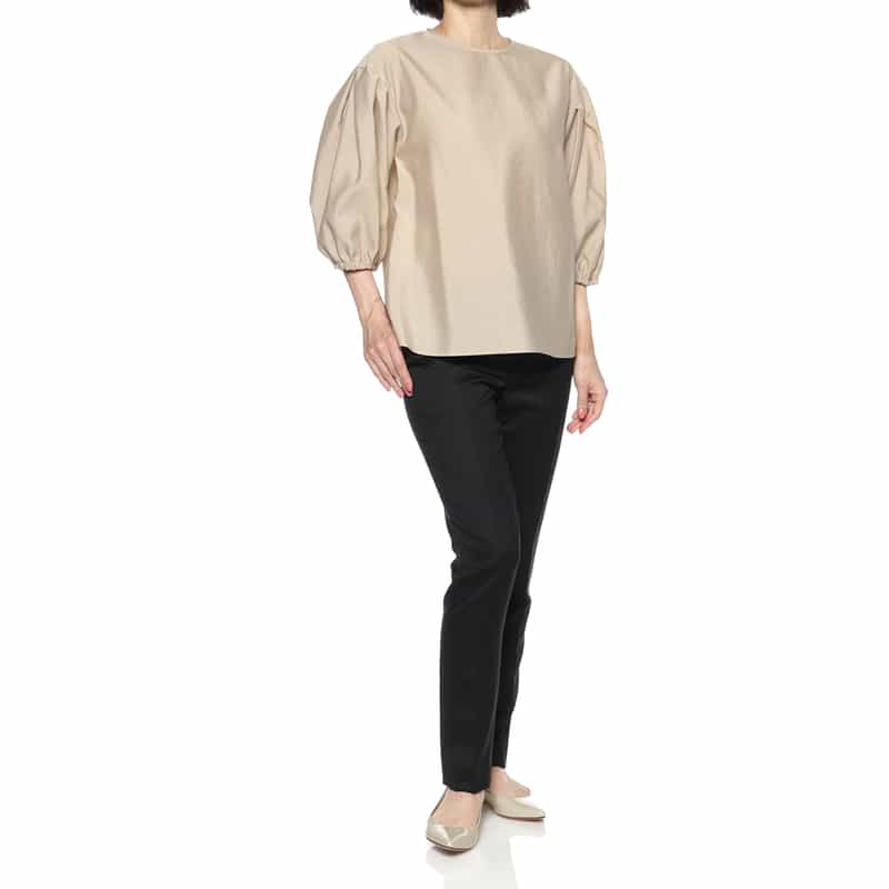 BARNEYS NEW YORK ウォッシャブル ドロップショルダーブラウス BEIGE