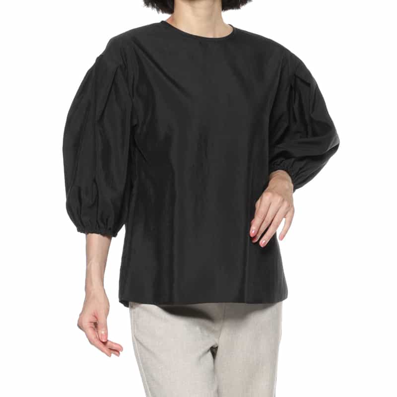 BARNEYS NEW YORK ウォッシャブル ドロップショルダーブラウス BLACK